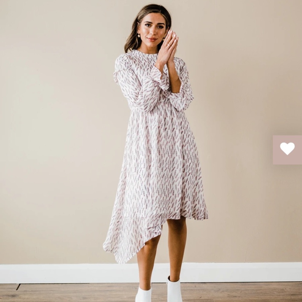 NWT White/Cream Printed Midi Dress